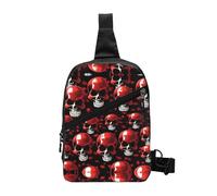 Nbtghga Red Skeletons Print Chest Pack Crossbody Chest Package, Diagonally Worn Daypack For Hiking & Daily Commute