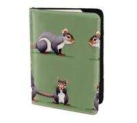 Nbtghga Red Squirrelprint Leather Travel Passport Wallet Blocking Passport Cover Travel Documents Organizer