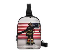 Nbtghga Red Stripe Firefighter Usa Flag Print Chest Pack Crossbody Chest Package, Diagonally Worn Daypack For Hiking & Daily Commute