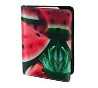 Nbtghga Red Watermelonprint Leather Travel Passport Wallet Blocking Passport Cover Travel Documents Organizer