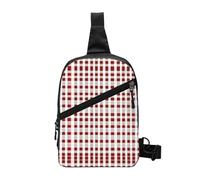 Nbtghga Red White Checkered Print Chest Pack Crossbody Chest Package, Diagonally Worn Daypack For Hiking & Daily Commute