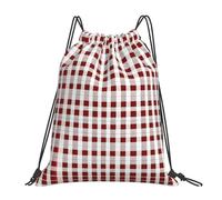 Nbtghga Red White Checkered Print Drawstring Bags Gym Bag,Draw String Back Bag For Shopping Sport Yoga Travel,Beach