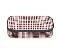 Nbtghga Red White Checkered Print Pencil Case Holder Stylish Slim with Zipper Cosmetic Makeup Pouch Bag for Girls Teens Adults
