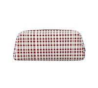 Nbtghga Red White Checkered Print Pencil Pouch, Pen Bag with Practical Zip, Stationery Pouch for School Office