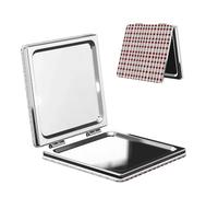 Nbtghga Red White Checkered Print Portable Pocket Makeup Mirror, Foldable Double-Sided Compact Makeup Mirror