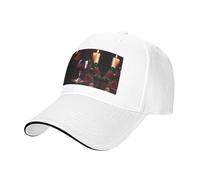 Nbtghga Red Wine Rose and Candle Print Baseball Cap Golf Dad Hat Adjustable Original Classic Cap Casquette,Outdoor Sports Casual Wear