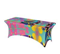 Nbtghga Retro Colorful Roller Skates Print Rectangular Tablecloth,Stylish Rectangular Table Cover Clean Tablecloth Easy Installation