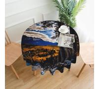 Nbtghga Rocky Mountain Range Print Tablecloth Round Border Table Cloth Cover Decorative For Party Holiday Dinning Tabletop Home