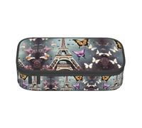 Nbtghga Romantic Paris Butterfly Eiffel Print Pencil Case Holder Stylish Slim with Zipper Cosmetic Makeup Pouch Bag for Girls Teens Adults