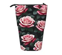 Nbtghga Rose Flower of Many Fans Print Pencil Telescopic Classic Arts Stand Up Pencil Case Organizer Pencil Holder Makeup Bag Gift