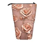 Nbtghga Rose Gold Wallpaper Print Pencil Telescopic Classic Arts Stand Up Pencil Case Organizer Pencil Holder Makeup Bag Gift