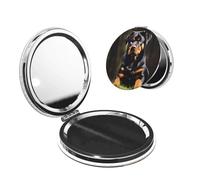 Nbtghga Rottweiler Wallpaper Print Portable Pocket Makeup Mirror, Foldable Double-Sided Compact Makeup Mirror