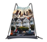 Nbtghga San Francisco Print Drawstring Bags Gym Bag,Draw String Back Bag For Shopping Sport Yoga Travel,Beach