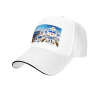 Nbtghga Santorini Greek Island Sea View Print Baseball Cap Golf Dad Hat Adjustable Original Classic Cap Casquette,Outdoor Sports Casual Wear White