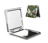 Nbtghga Sheep And Lambs Print Portable Pocket Makeup Mirror, Foldable Double-Sided Compact Makeup Mirror