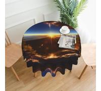 Nbtghga Shining Overlook Print Tablecloth Round Border Table Cloth Cover Decorative For Party Holiday Dinning Tabletop Home