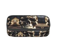Nbtghga Skull Rock Roll Skeleton Bone Print Pencil Case Holder Stylish Slim with Zipper Cosmetic Makeup Pouch Bag for Girls Teens Adults