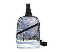 Nbtghga Snow Falling In The Park Print Chest Pack Crossbody Chest Package, Diagonally Worn Daypack For Hiking & Daily Commute