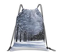 Nbtghga Snow Falling In The Park Print Drawstring Bags Gym Bag,Draw String Back Bag For Shopping Sport Yoga Travel,Beach