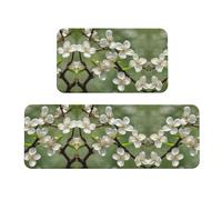 Nbtghga Spring Dogwood Blossoms Print Kitchen Rugs Mats Set Of 2,Kitchen Floor Mats For Sink Hallway Laundry Room