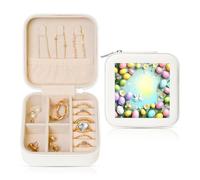 Nbtghga Spring Happy Easter Holiday Print Jewelry Box, Jewelry Travel Organizer Mini Portable Storage Boxes Rings Necklaces Gifts