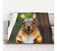 Nbtghga Squirrel Funny Animal Print Thick Double-Sided Flannel Blanket,Throw For Bed Sofa Travel And Camping, Super Soft Cozy Fluffy