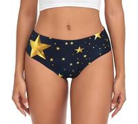 Nbtghga Stars Eastern Pattern Print Women'S Underwear Stretch Mid Waisted Briefs Ladies Plus Size Panties Xs-4xl Black