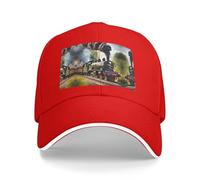 Nbtghga Steam Little Train Print Baseball Cap Golf Dad Hat Adjustable Original Classic Cap Casquette,Outdoor Sports Casual Wear Red
