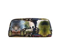 Nbtghga Steam Little Train Print Pencil Pouch, Pen Bag with Practical Zip, Stationery Pouch for School Office