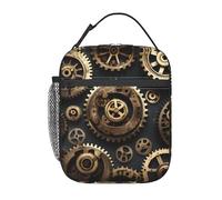 Nbtghga Steampunk Gears Print Insulated Lunch Cooler Bag,Reusable Lunch Tote Bag for Work, Picnic Or Travel