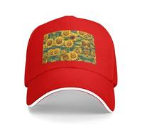 Nbtghga Summer Sunflower Print Baseball Cap Golf Dad Hat Adjustable Original Classic Cap Casquette,Outdoor Sports Casual Wear Red
