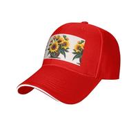 Nbtghga Sunflower and Rose Print Baseball Cap Golf Dad Hat Adjustable Original Classic Cap Casquette,Outdoor Sports Casual Wear Red