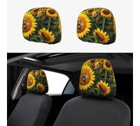 Nbtghga Sunflower Bees Print Headrest Covers For Cars Cartoon Elastic Pillowcase,Suitable For Decorating The Backrest Of Cars