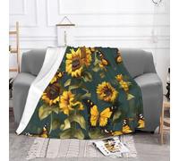 Nbtghga Sunflower Floral Butterflies Print Flannel Throw Blanket,Cozy Print Design For Sofa Couch Bed Ultimate Comfort And Warmth
