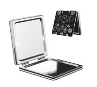 Nbtghga Supernatural Symbols Black Print Portable Pocket Makeup Mirror, Foldable Double-Sided Compact Makeup Mirror