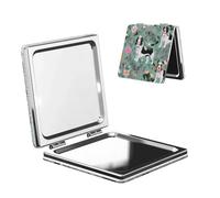 Nbtghga Sweet Basset Hound Florals Print Portable Pocket Makeup Mirror, Foldable Double-Sided Compact Makeup Mirror