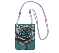 Nbtghga Teal Gray Rose Flower Print Carry A Mobile Phone Bag Diagonally, Multi-Functional Small Purse For Coins And Cellphone