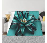 Nbtghga Teal Lily Print Flannel Throw Blanket,Cozy Print Design For Sofa Couch Bed Ultimate Comfort And Warmth