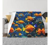 Nbtghga The Underwater World Tropical Fish Print Flannel Throw Blanket,Cozy Print Design For Sofa Couch Bed Ultimate Comfort And Warmth