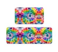 Nbtghga Tie Dye Hippies Print Kitchen Rugs Mats Set Of 2,Kitchen Floor Mats For Sink Hallway Laundry Room