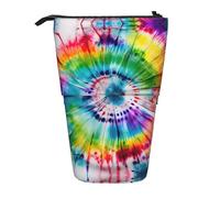 Nbtghga Tie Dye Hippies Print Pencil Telescopic Classic Arts Stand Up Pencil Case Organizer Pencil Holder Makeup Bag Gift