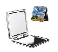 Nbtghga Tractor Under Blue Sky And White Clouds Print Portable Pocket Makeup Mirror, Foldable Double-Sided Compact Makeup Mirror