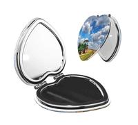 Nbtghga Tractor Under Blue Sky And White Clouds Print Portable Pocket Makeup Mirror, Foldable Double-Sided Compact Makeup Mirror