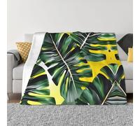 Nbtghga Tropical Banana Palm Leaves Print Flannel Throw Blanket,Cozy Print Design For Sofa Couch Bed Ultimate Comfort And Warmth