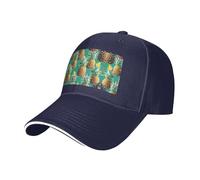 Nbtghga Tropical Pineapple Hawaiian Print Baseball Cap Golf Dad Hat Adjustable Original Classic Cap Casquette,Outdoor Sports Casual Wear Navy Blue