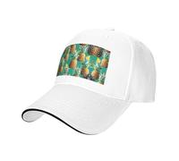 Nbtghga Tropical Pineapple Hawaiian Print Baseball Cap Golf Dad Hat Adjustable Original Classic Cap Casquette,Outdoor Sports Casual Wear White