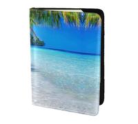 Nbtghga Tropical White Sand Beach and Oceanprint Leather Travel Passport Wallet Blocking Passport Cover Travel Documents Organizer