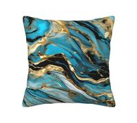 Nbtghga Turquoise Blue Gold Marble Print Corduroy Pillow Covers Decorative Throw Pillow Covers Couch Pillowcases Cushion Covers