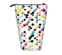 Nbtghga Twister Polka Dots Print Pencil Telescopic Classic Arts Stand Up Pencil Case Organizer Pencil Holder Makeup Bag Gift