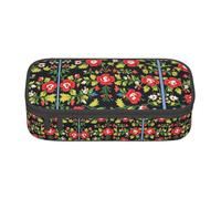 Nbtghga Ukrainian Embroidery Style Rose Print Pencil Case Holder Stylish Slim with Zipper Cosmetic Makeup Pouch Bag for Girls Teens Adults
